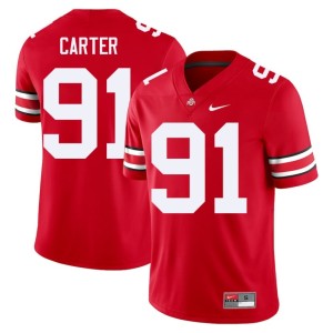 Scarlet Men's Embroidery The Ohio State #91 College Football Jarquez Carter Jersey 122507-229