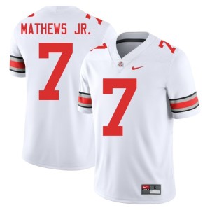 White Jermaine Mathews Jr. Replica Mens #7 College Football OSU Jersey 454728-713