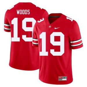 Scarlet High School Men's Jordyn Woods College Football #19 Go Bucks Jerseys 843033-179