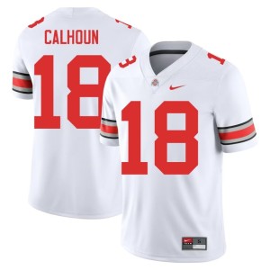 White Official Men's Ohio State #18 College Football Cam Calhoun Jersey 605186-782