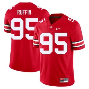 Scarlet #95 College Football OSU Buckeyes Emanuel Ruffin High School Men's Jersey 488335-746