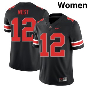 Blackout College Football Womens Replica Bryce West #12 Ohio State Jerseys 136456-942