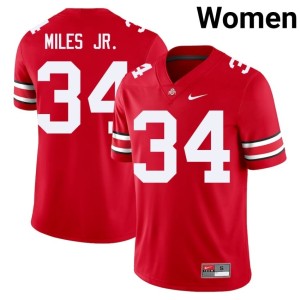 Scarlet Women Player #34 Bukari Miles Jr. The Ohio State College Football Jerseys 546254-226