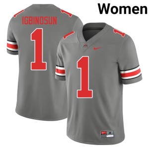 Grey The Buckeyes #1 Women College Football Official Davison Igbinosun Jersey 620204-962