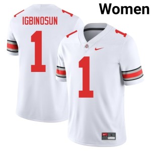White Ohio State #1 University Davison Igbinosun College Football Women Jerseys 245430-198