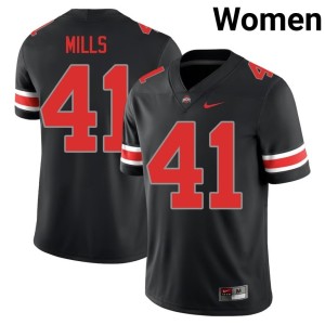 Blackout College Football Women's Ohio State Embroidery #41 Grant Mills Jersey 609307-282