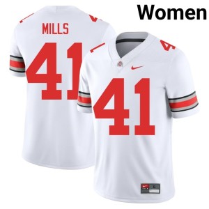 White Womens Official #41 College Football The Buckeyes Grant Mills Jerseys 975199-630