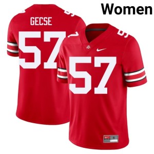 Scarlet #57 College Football High School Ohio State Ian Gecse Women's Jersey 298570-417