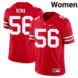 Scarlet College Football Go Bucks Women's #56 Embroidery Isaiah Kema Jerseys 520702-773