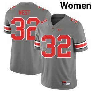 Grey Women Isaiah West #32 Ohio State College Football Stitched Jerseys 746512-297