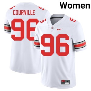 White College Football Jackson Courville Embroidery #96 Womens Ohio State Buckeyes Jersey 339311-717