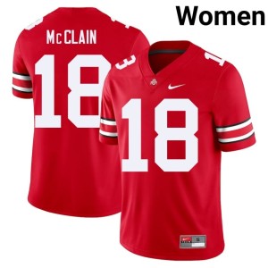 Scarlet OSU Buckeyes University College Football Jaylen McClain #18 Women Jersey 397358-327