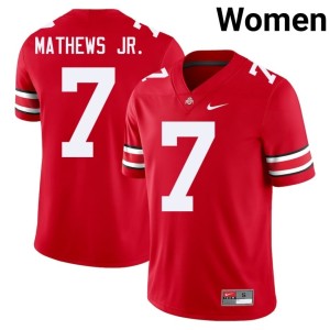 Scarlet Official OSU #7 Jermaine Mathews Jr. College Football Women Jersey 416039-880