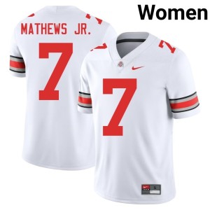 White Replica Jermaine Mathews Jr. Ohio State Women's College Football #7 Jerseys 248233-150