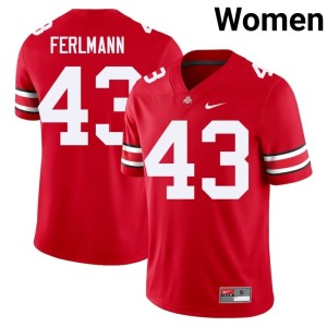 Scarlet Game College Football Buckeye Nation Womens #43 John Ferlmann Jersey 282335-561