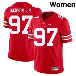 Scarlet #97 College Football Womens The Fighting Buckeyes Kenyatta Jackson Jr. Embroidery Jerseys 910930-740
