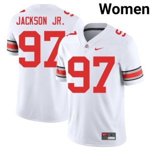 White Go Bucks Kenyatta Jackson Jr. University #97 College Football Womens Jerseys 140598-507