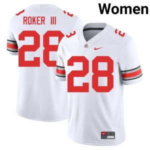 White Womens College Football #28 Player Leroy Roker III The Buckeyes Jersey 628998-273