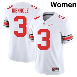 White Go Bucks Lincoln Kienholz #3 Embroidery College Football Womens Jersey 302341-803