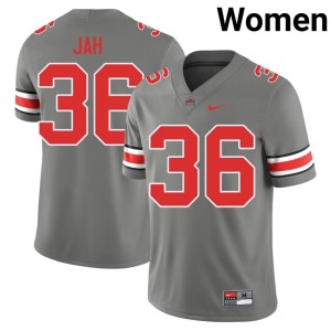 Grey Omar Jah #36 College Football Buckeye Nation Women University Jerseys 743902-459