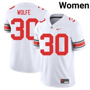 White Limited Preston Wolfe College Football #30 Ohio State Women's Jerseys 260446-498