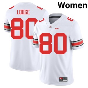 White OSU Buckeyes Shawn Lodge College Football #80 Stitched Women's Jerseys 989466-841