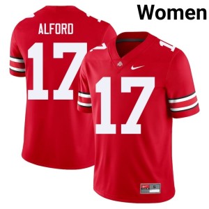 Scarlet Game College Football Ohio State Buckeyes Womens #17 Tarvos Alford Jerseys 719374-240