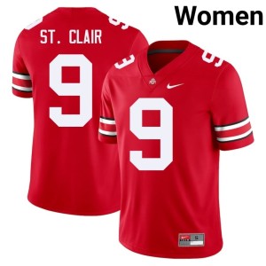 Scarlet College Football Tavien St. Clair 2025 Womens Ohio State Buckeyes #9 Jerseys 763190-278