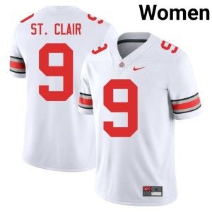 White Tavien St. Clair Womens OSU Buckeyes College Football #9 Player Jersey 694157-551