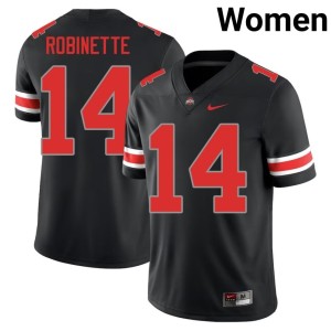 Blackout Trey Robinette College Football Go Bucks Embroidery Women's #14 Jersey 627976-491
