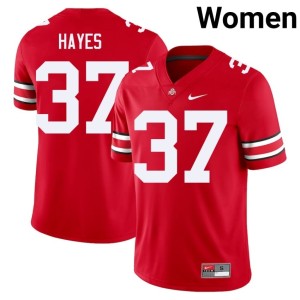 Scarlet College Football Stitched Zach Hayes #37 OSU Women Jerseys 215748-399