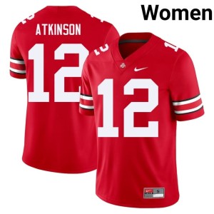 Scarlet #12 Ohio State Stitched College Football Beau Atkinson Women's Jerseys 205454-837