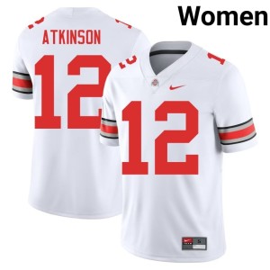 White Women's #12 Ohio State Replica College Football Beau Atkinson Jersey 729827-830