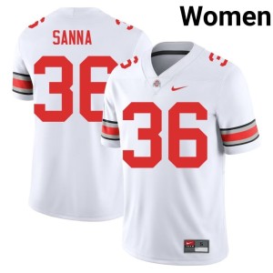White The Fighting Buckeyes Women's #36 College Football University CJ Sanna Jerseys 223598-857