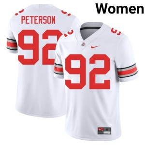 White Ohio State Cooper Peterson College Football #92 Replica Womens Jersey 686940-309