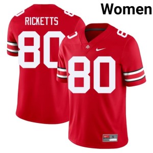 Scarlet Womens College Football Jaeden Ricketts #80 Buckeye Nation University Jerseys 274301-297
