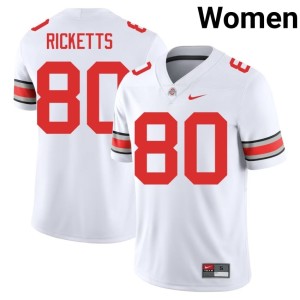 White Womens #80 College Football Player OSU Jaeden Ricketts Jerseys 738857-968
