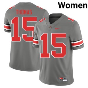 Grey #15 College Football Women's OSU Jordan Thomas High School Jersey 791202-155
