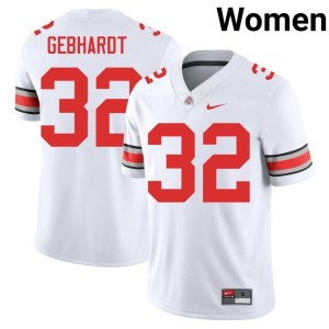 White Go Bucks Women's College Football Kaden Gebhardt University #32 Jersey 288361-373