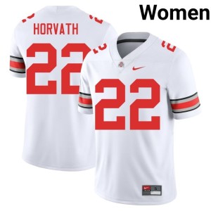 White #22 College Football Les Horvath Buckeye Nation Stitched Womens Jersey 364564-217