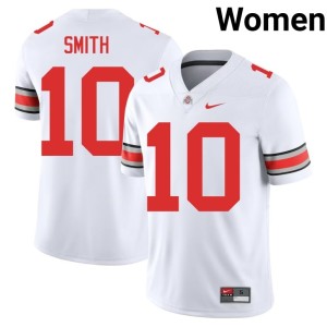 White University College Football The Fighting Buckeyes #10 Troy Smith Women's Jersey 724068-215