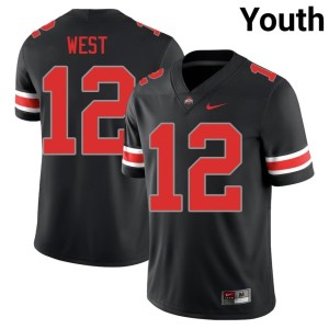 Blackout #12 Bryce West Embroidery The Ohio State College Football Youth Jerseys 212683-246