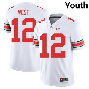 White Limited College Football Buckeye Nation Bryce West #12 Youth Jerseys 953127-506