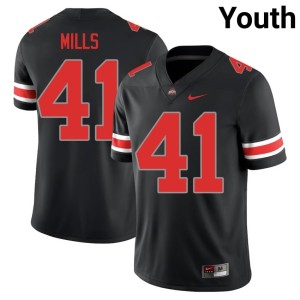 Blackout Player Grant Mills Youth #41 Go Bucks College Football Jersey 909320-794