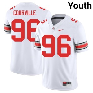 White Player Youth #96 Jackson Courville Ohio State College Football Jersey 219891-261