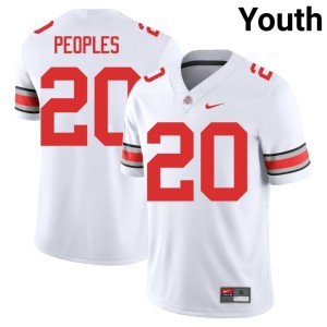 White 2025-26 #20 Ohio State Buckeyes College Football Youth James Peoples Jerseys 972193-177