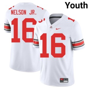 White Buckeye Nation Player Youth Keenan Nelson Jr. College Football #16 Jerseys 427201-740