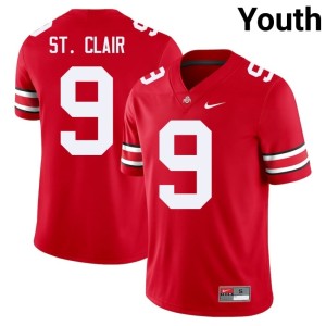 Scarlet Youth Tavien St. Clair College Football #9 The Buckeyes Replica Jersey 106579-523