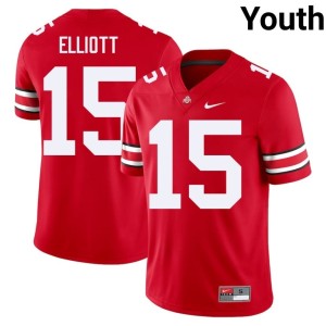 Scarlet Ezekiel Elliott #15 College Football Youth The Fighting Buckeyes Game Jersey 379212-489