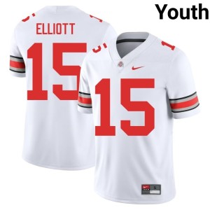 White College Football Youth #15 Embroidery Ezekiel Elliott Go Bucks Jersey 105574-243